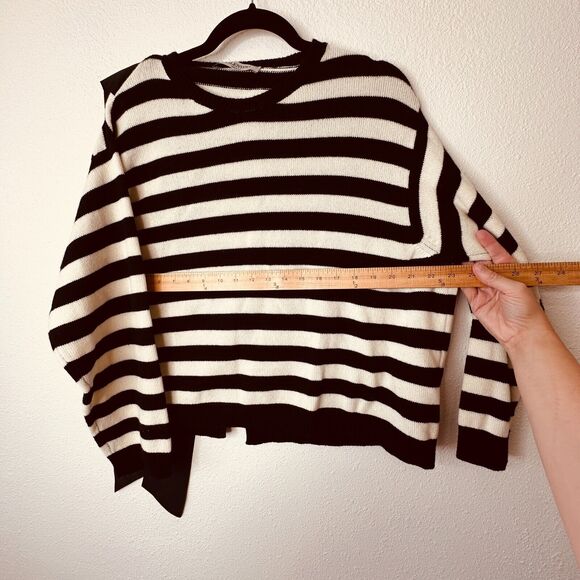 Valentino Off White & Black Horizontal Stripe Open Back Satin Shoulder Tie Top L - Picture 16 of 16